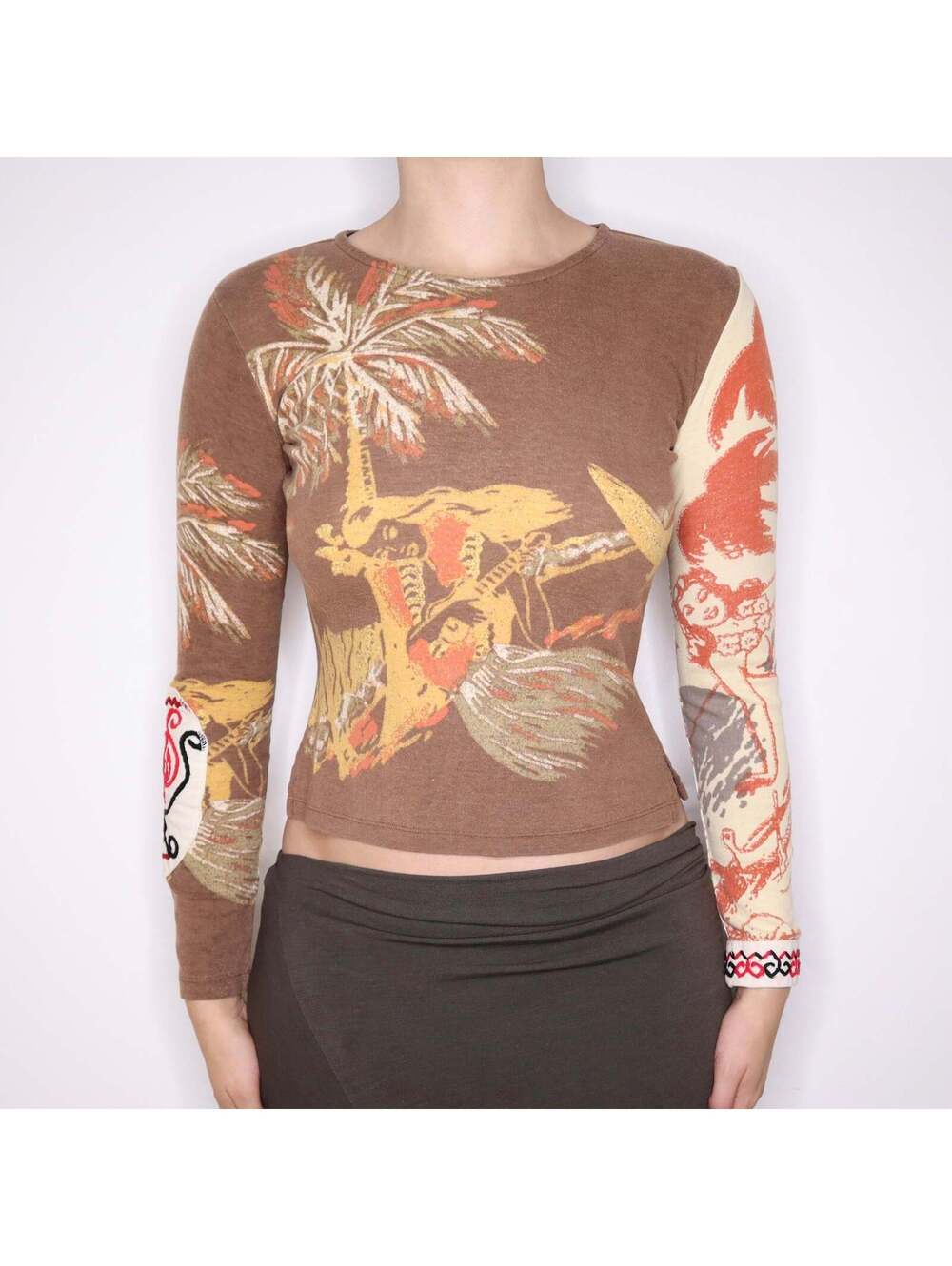 Y2K CUSTO BARCELONA Hawaiian Girl Graphic Top (S)